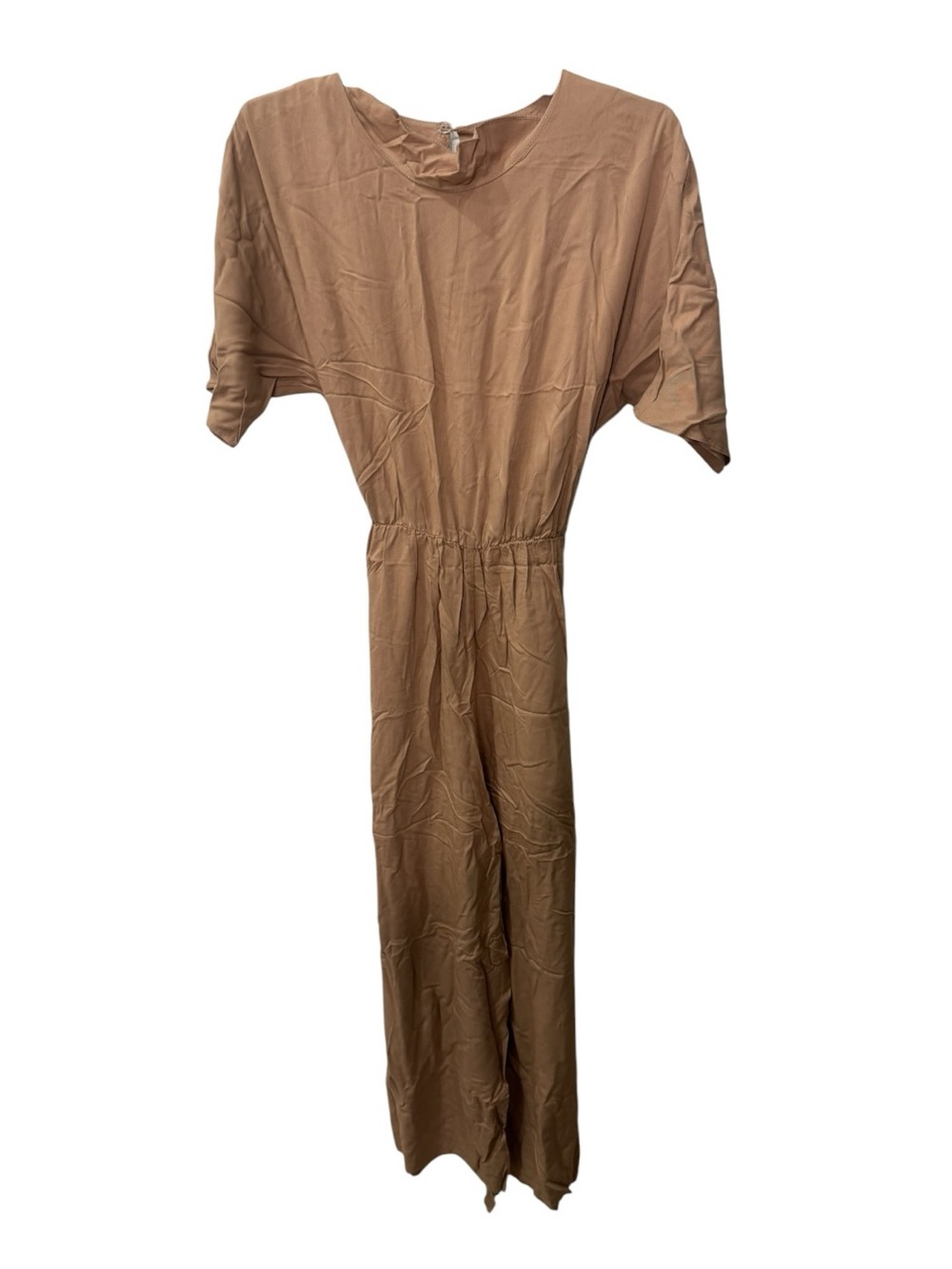 ASOS Design short-sleeve wide-leg jumpsuit in a camel or light brown size 4